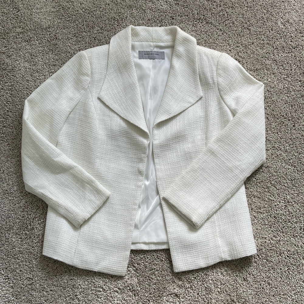Marc New York • Cream Open Front Tweed Blazer